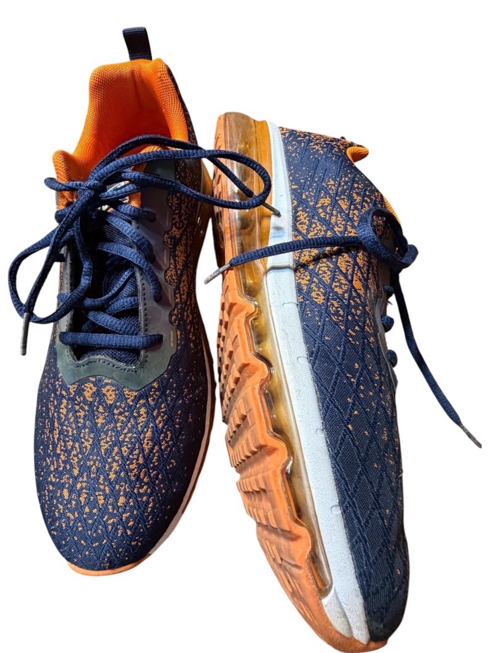 Azooken Men's Navy blue mesh and Orange Lightweight Running Sneakers size 9.5
